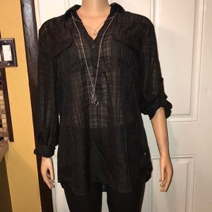 New York & Company Black Tunic Sheer EUC